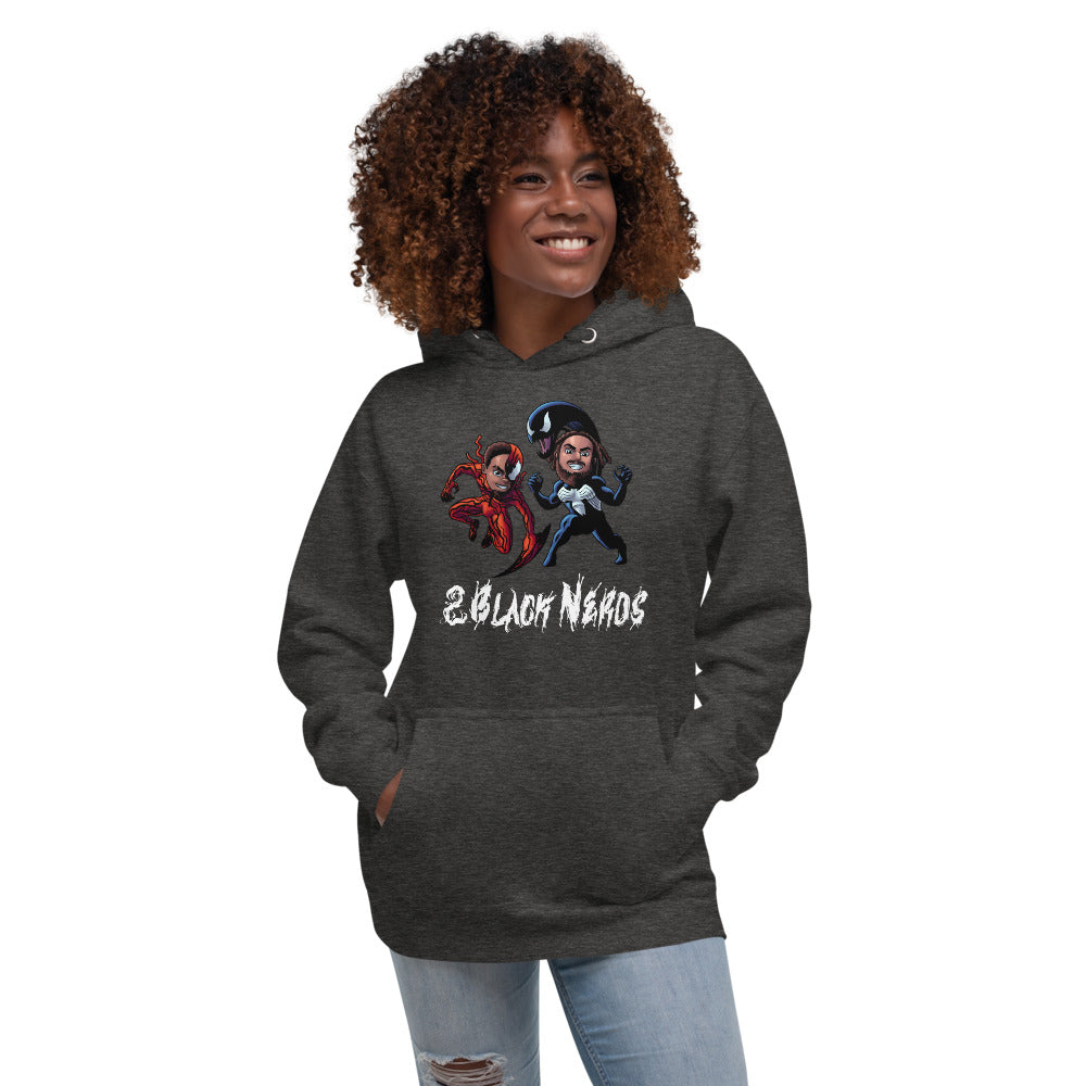 2 Black Symbiotes Unisex Hoodie (White Text)