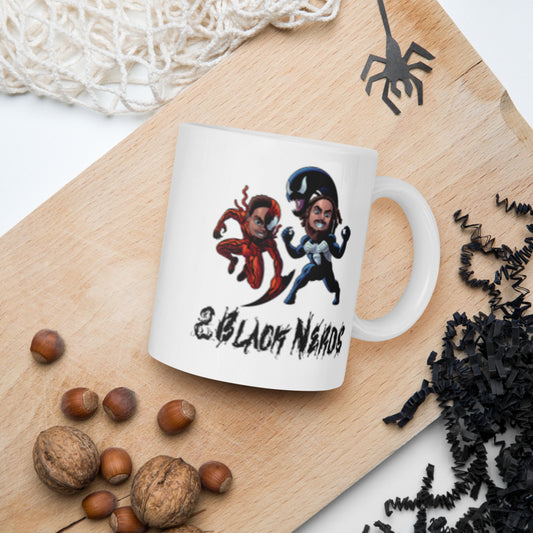 2 Black Symbiotes White glossy mug